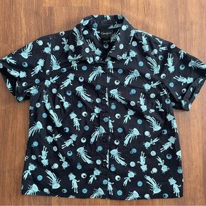 Coraline Hot Topic Shirt Womens Juniors Small Button Short Sleeve Ghost Children